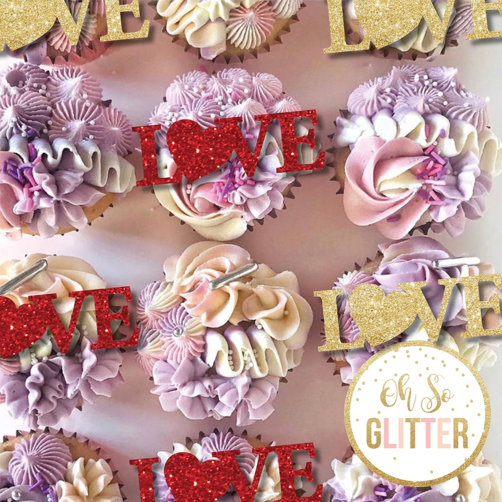 Image of Love With Heart - Valentines Cupcake toppers - no sticks