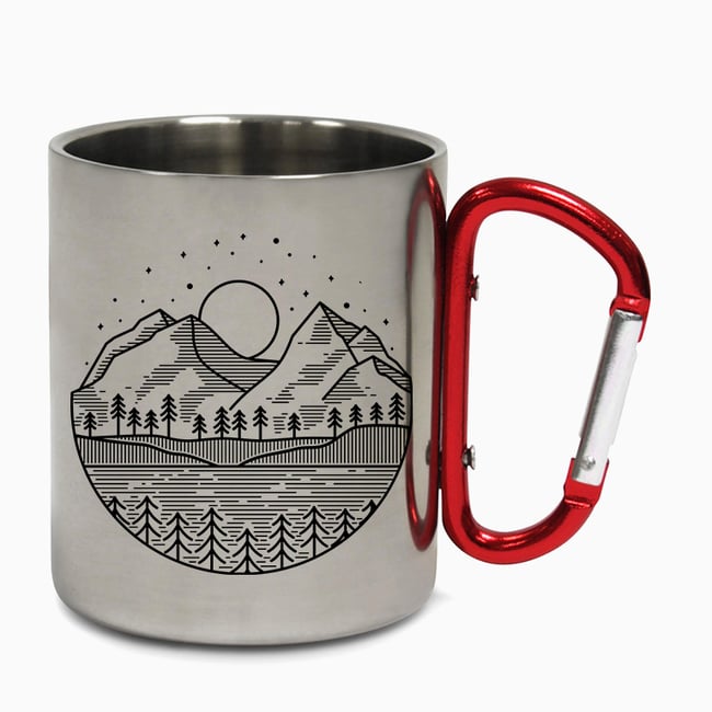 Mountain Line Art Carabiner Steel Mug