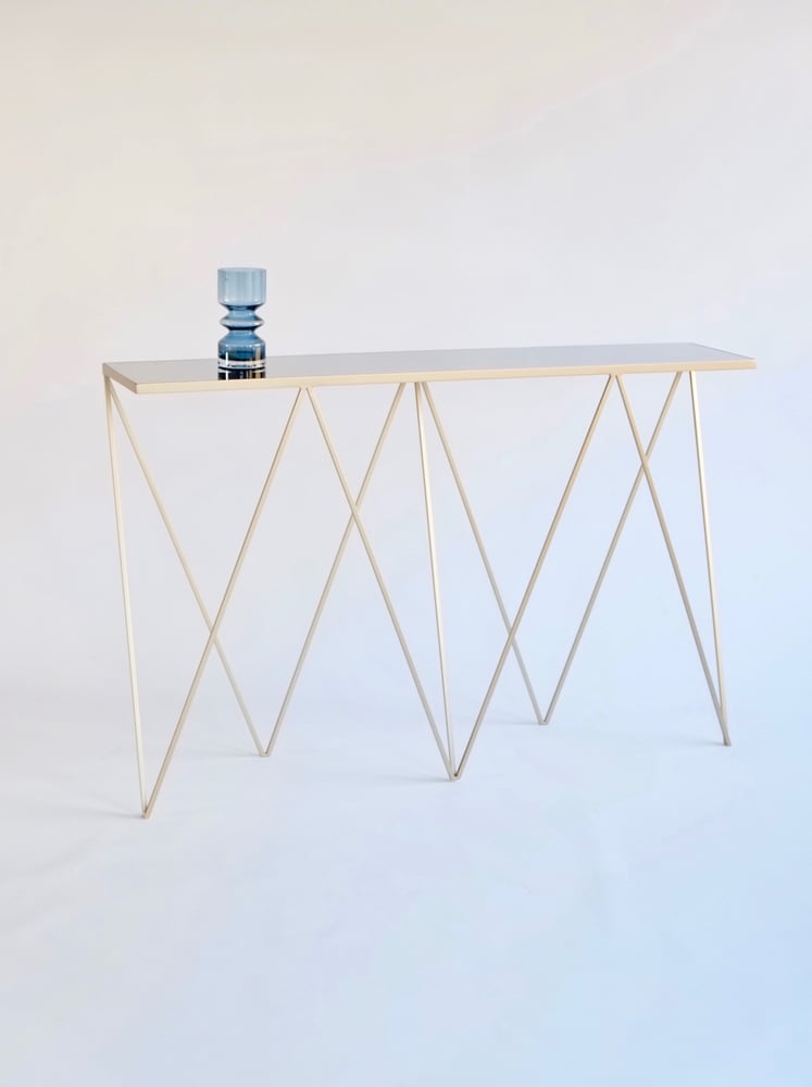 Image of Brass and mirror polished steel Giraffe Console Table