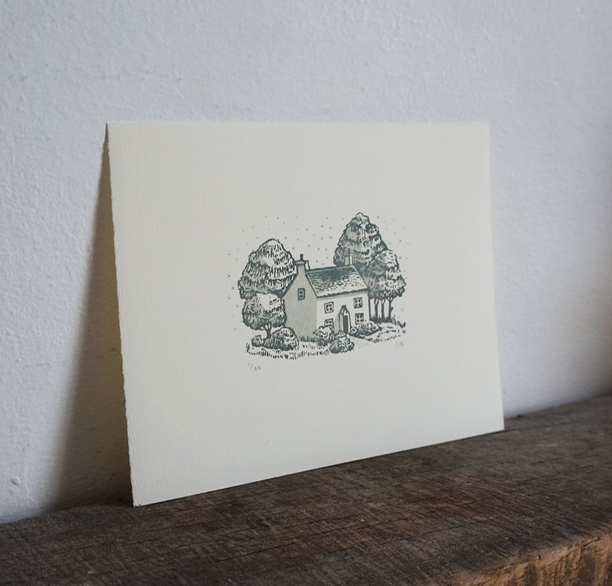 Image of Winter House - Linocut