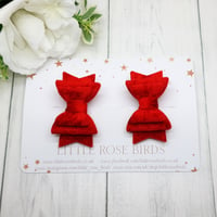 Image 2 of Red Velvet Pigtail Bows