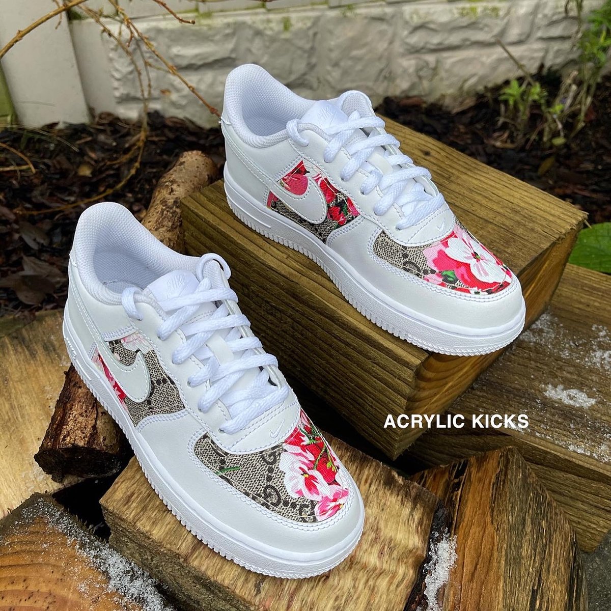 Nike AF1 Pink Gucci Blossom Acrylic Kicks