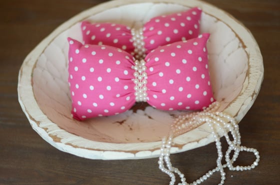 Image of Polka dots bow pillow (dark pink)