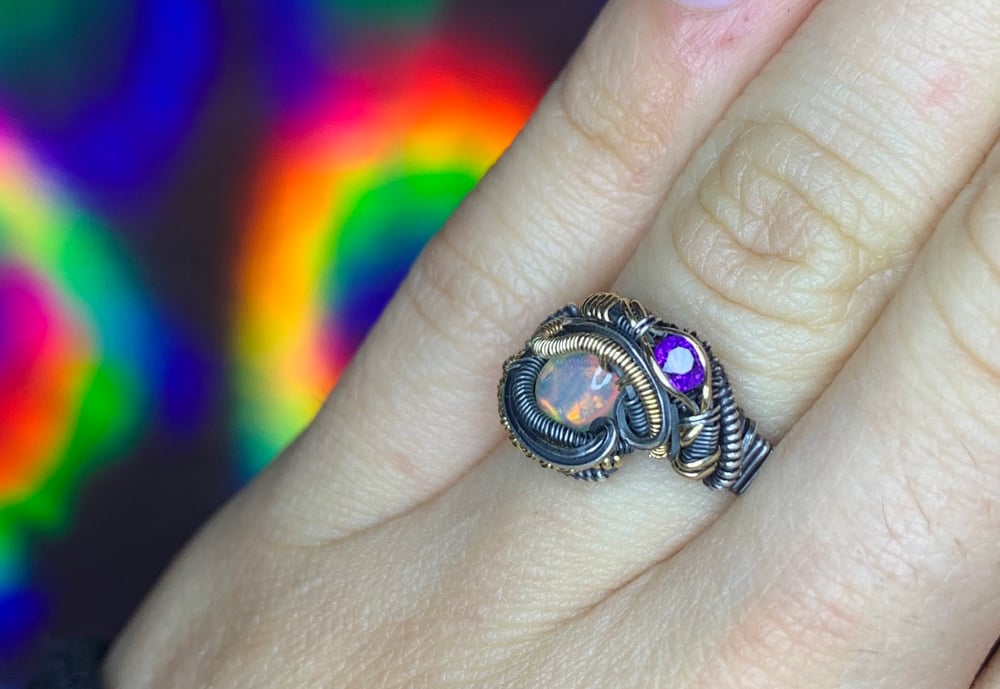 𖣐 SIZE 5 OPAL/ AMETHYST RING 𖣐