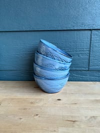 Image 2 of Set of dessert bowls, blue glaze, 4 total. 