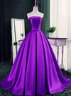 Gorgeous Purple Satin Long Prom Dress, Purple Sweet 16 Party Dress