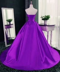 Image 2 of Gorgeous Purple Satin Long Prom Dress, Purple Sweet 16 Party Dress
