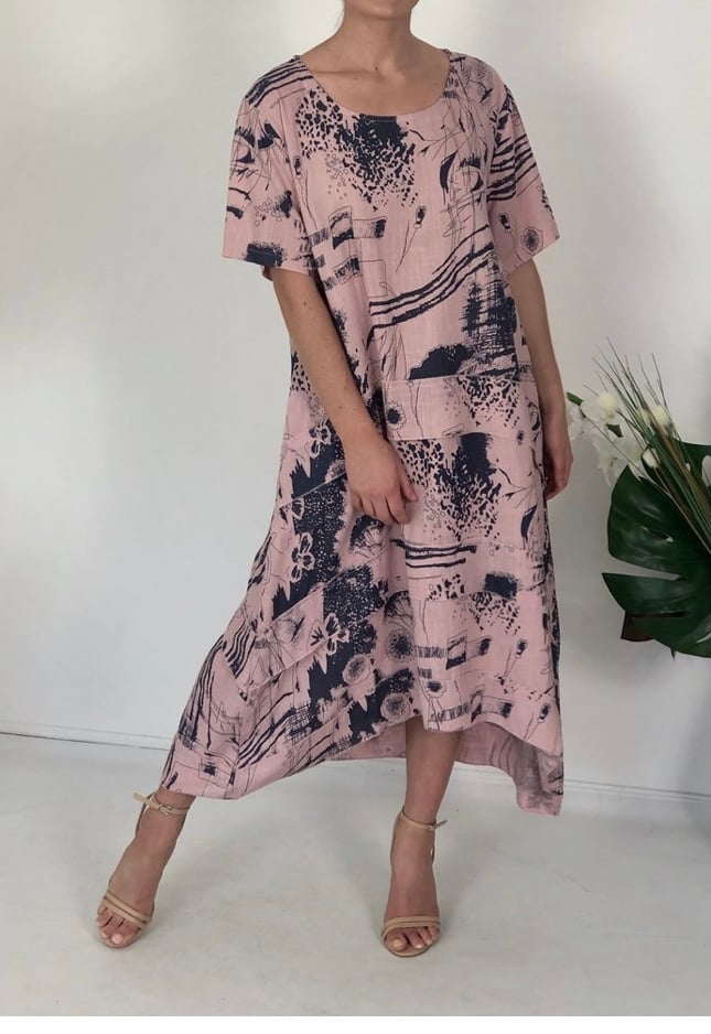 Image of Sarah Pink linen/cotton dress