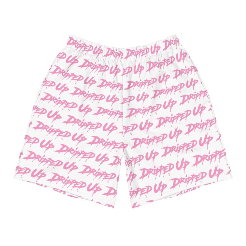 Dripped Up Men's Pattern Athletic Shorts (White/Pink)