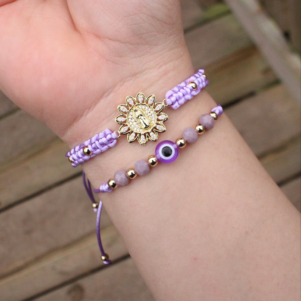 Virgen De Guadalupe Bracelet Set LAVENDER