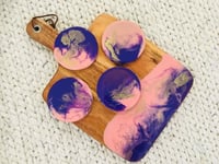 Hand Painted Resin Cheeseboard & Coasters Set