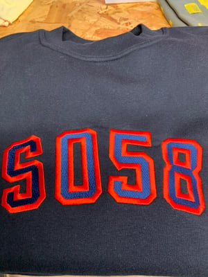 Image of SO58 Embroidered Sweatshirt in Navy (unisex) 