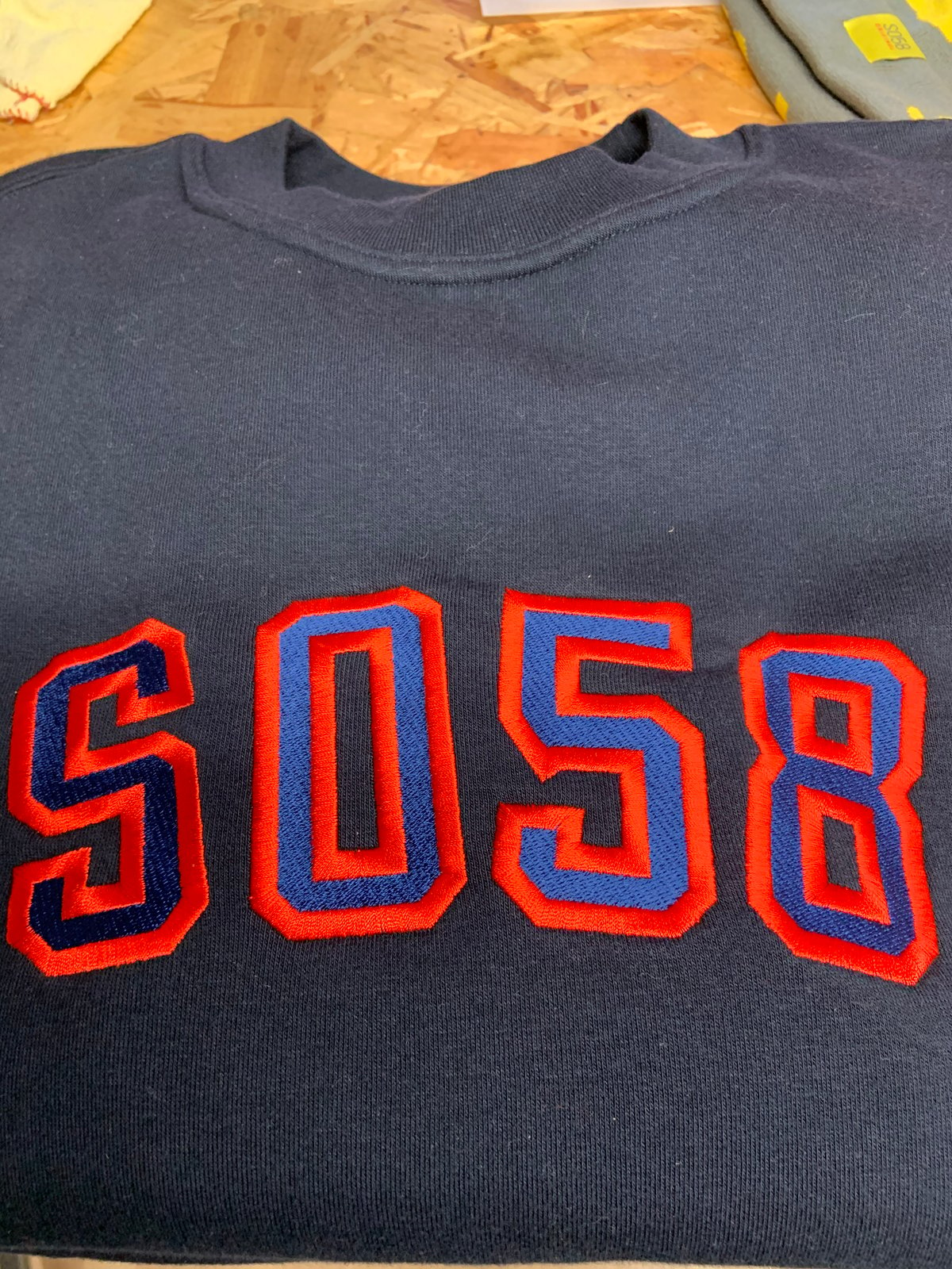 Image of SO58 Unisex Embroidered Sweatshirt in Navy