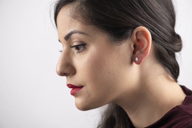 SINGLE earring silver stud, island 1,   #034-21