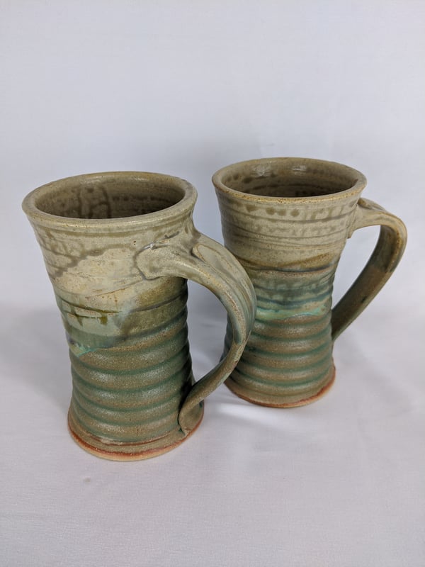 Image of Pair of Lime Green Steins