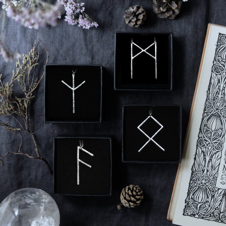 Image of VÖRDR. RUNE TALISMAN ↟ sterling silver - any rune: Algiz, Othala, Ansuz, Fehu, Dagaz, Thurisaz...