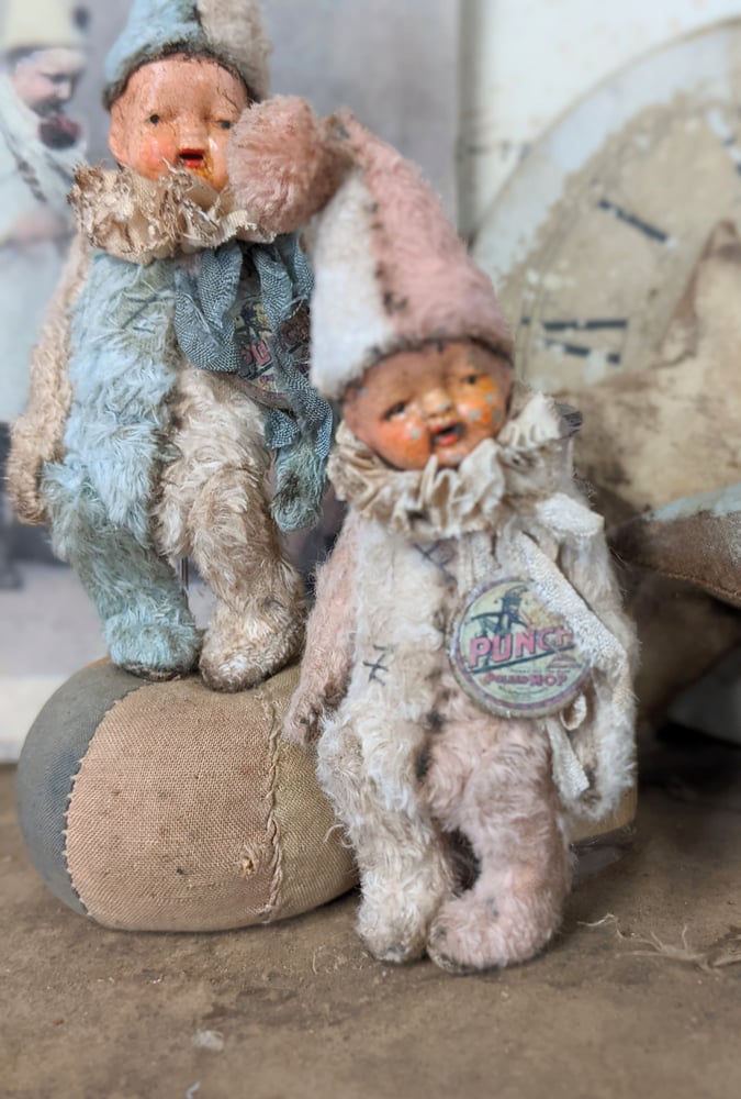 Image of 5" Vintage Shabby Wee little POPPET w/ antique 1930's bisque dolly head by Whendi's Bears