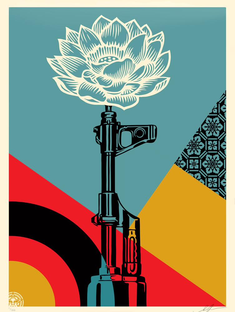 Image of OBEY AK-47 LOTUS PRINT SIGNED & NUMBERED SCREEN PRINT