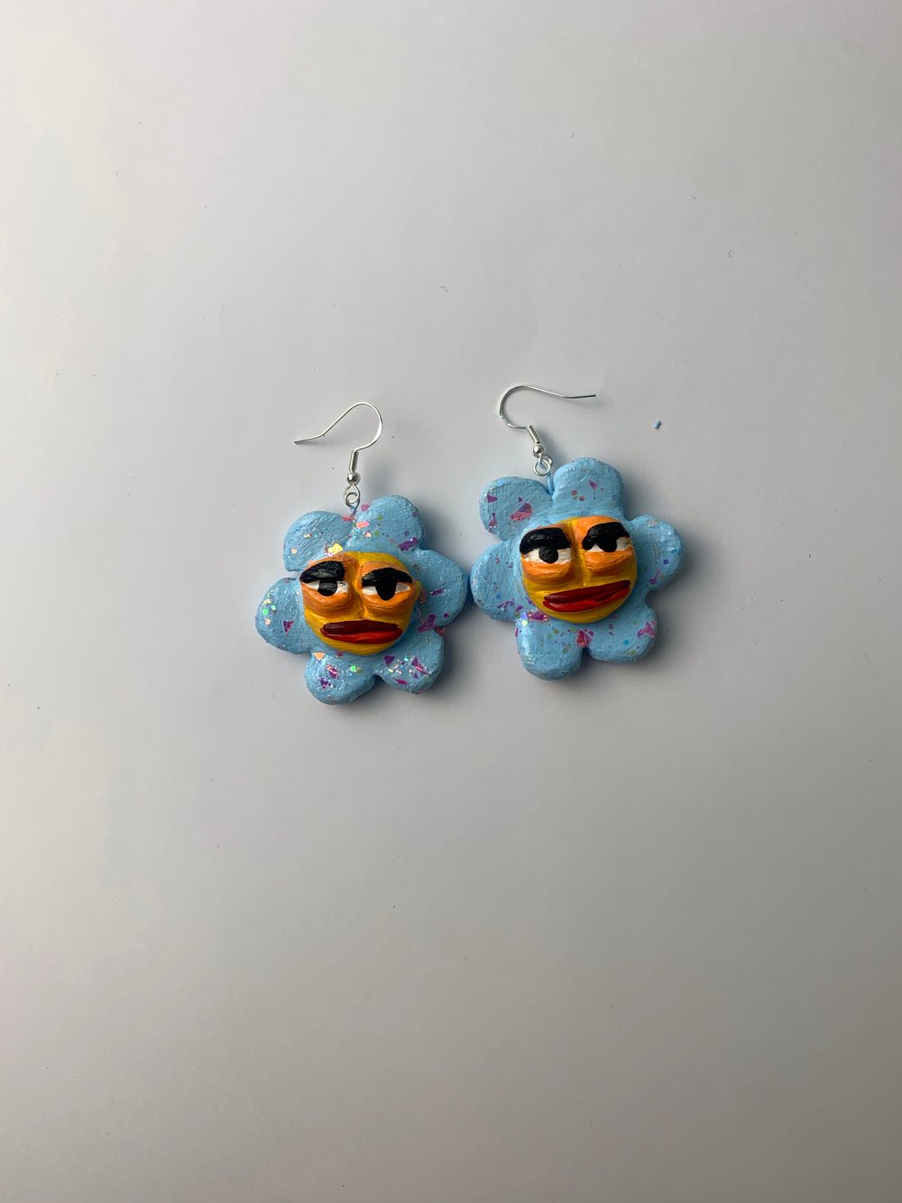 Baby Blue flower earrings 