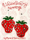 Leather Handpainted Strawberry Earrings. Exclusive