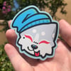 Blue Beanie Husky Sticker