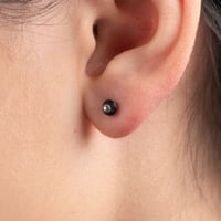 EARRINGS silver - onyx stud, island 1,  #034-44