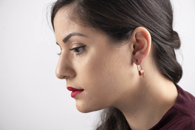 EARRINGS silver - jasper   #034-64