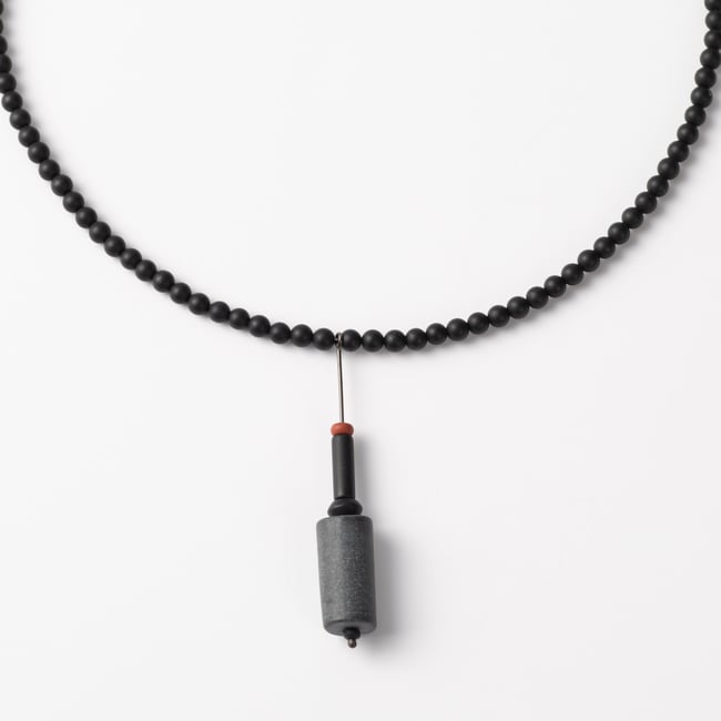 NECKLACE silver  - Onyx & Jasper   #034-65