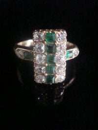 Image 1 of FRENCH VICTORIAN 18CT YELLOW GOLD EMERALD AND OLD CUT DIAMOND 0.72CT RING