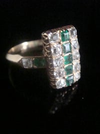 Image 2 of FRENCH VICTORIAN 18CT YELLOW GOLD EMERALD AND OLD CUT DIAMOND 0.72CT RING
