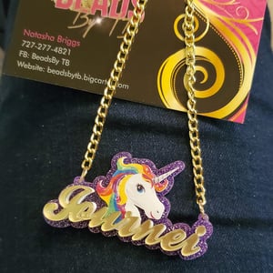 Glitter Unicorn Nameplate Necklace