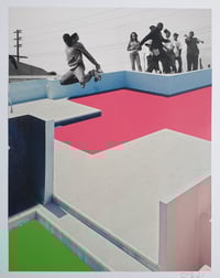 Image 1 of 'Pink And Green'  Framed