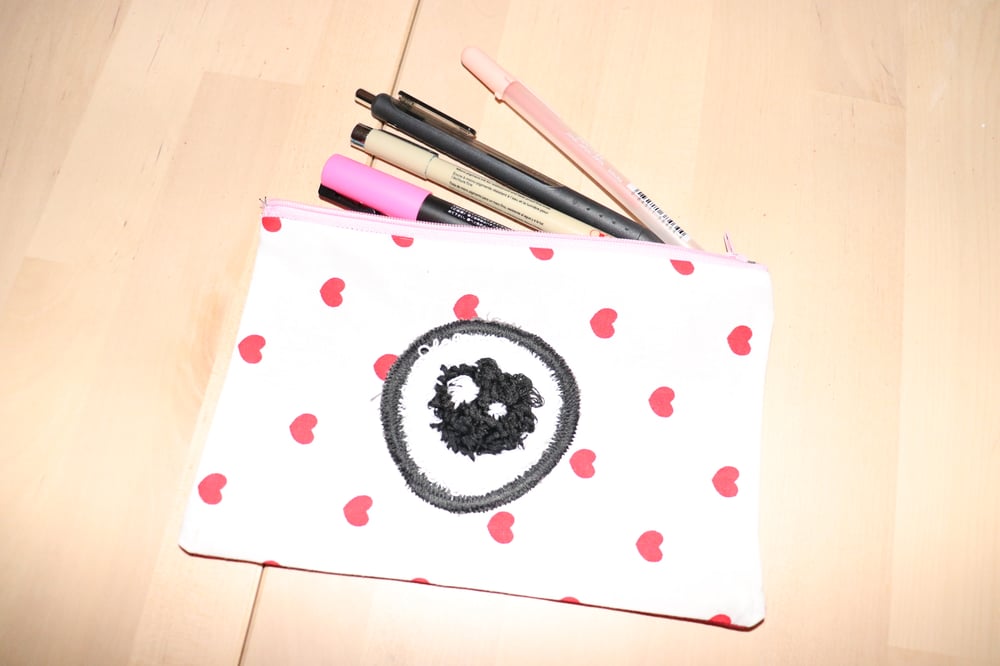 Image of Handmade: Love Eye Embroidered Pencil Bag