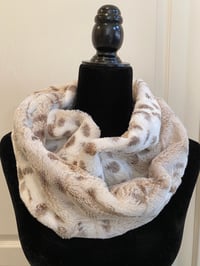 Image 3 of Artic Lynx Ice Taupe Minky Infinity Scarf
