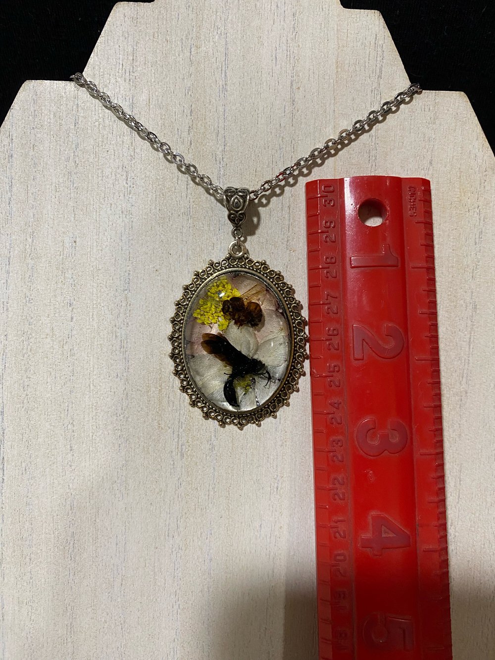 Honeybee and Black Wasp Cameo Pendant 