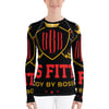 BOSSFITTED Black Red and Gold AOP Women's Long Sleeve Compression Shirt 