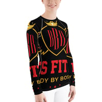 Image 1 of BOSSFITTED Black Red and Gold AOP Women's Long Sleeve Compression Shirt 