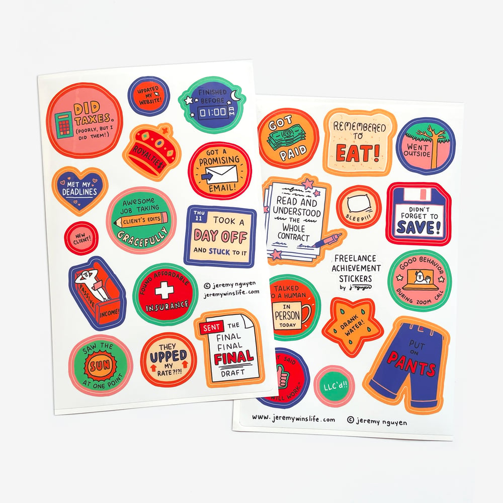 Image of Freelance Achievement Sticker Sheet Set