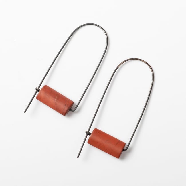 EARRINGS silver - jasper   #034-41 