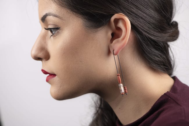 EARRINGS silver - jasper   #034-75