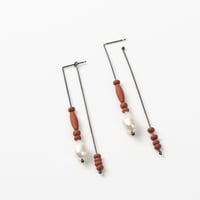 Image 1 of EARRINGS silver - pearl & jasper  #034-76