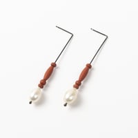 Image 2 of EARRINGS silver - pearl & jasper  #034-76