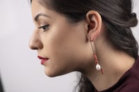 Image 3 of EARRINGS silver - pearl & jasper  #034-76