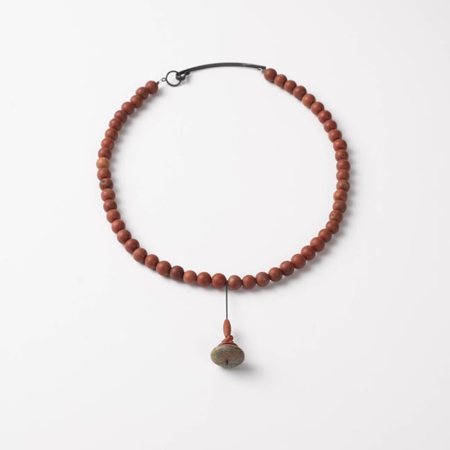 NECKLACE silver - jasper  #034-77