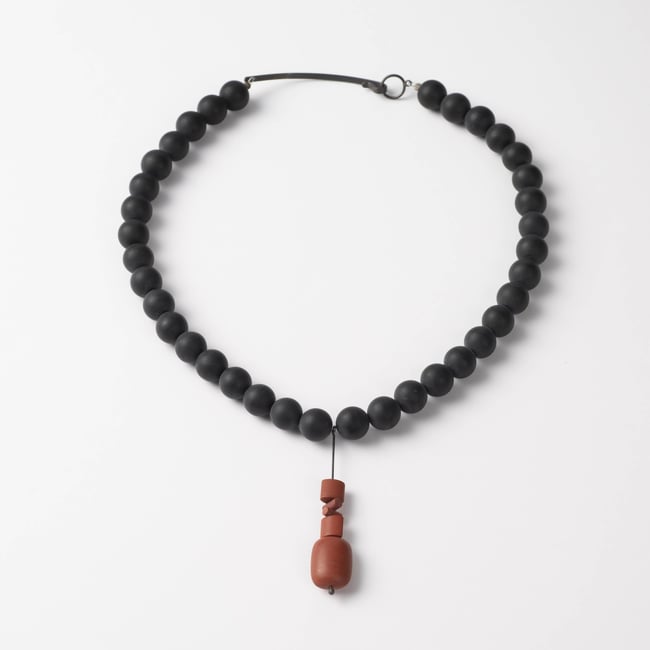 NECKLACE silver - onyx & jasper   #034-79