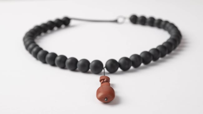 NECKLACE silver - onyx & jasper   #034-79