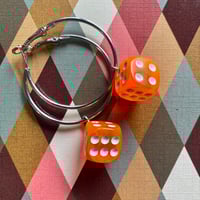 Image 3 of Roll the Dice Hoop Earrings 