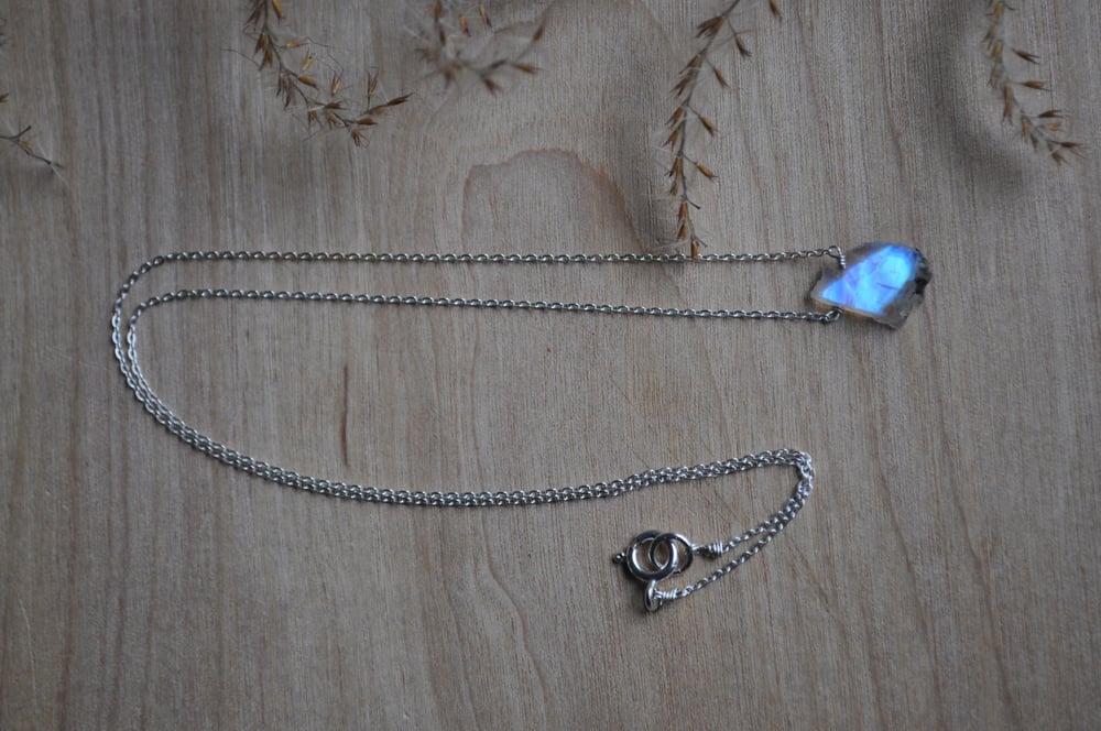 Image of Raw Rainbow Moonstone on Sterling Silver
