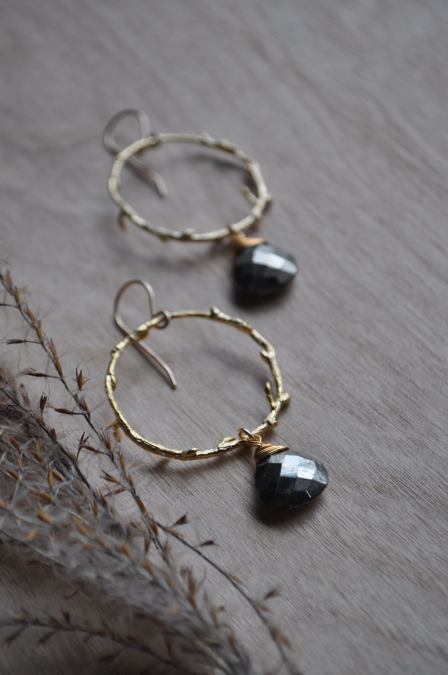 Image of Pyrite Branch Hoop Dangles