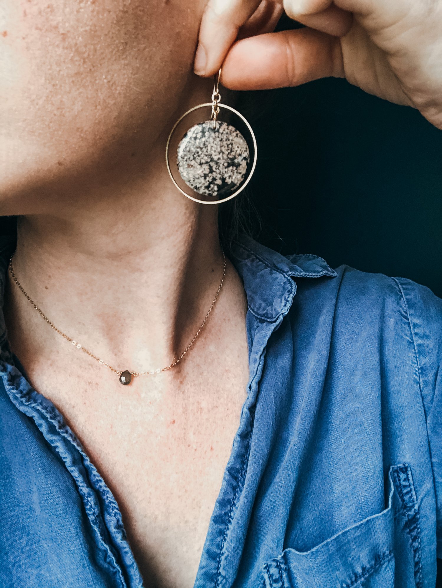 Image of One of a Kind Snowflake Obsidian Hoops